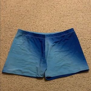 Dark and Light Blue Glitter Dance Shorts